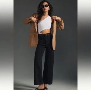 Anthropologie Pilcro The Skipper high waist, wide leg, cropped black denim jeans